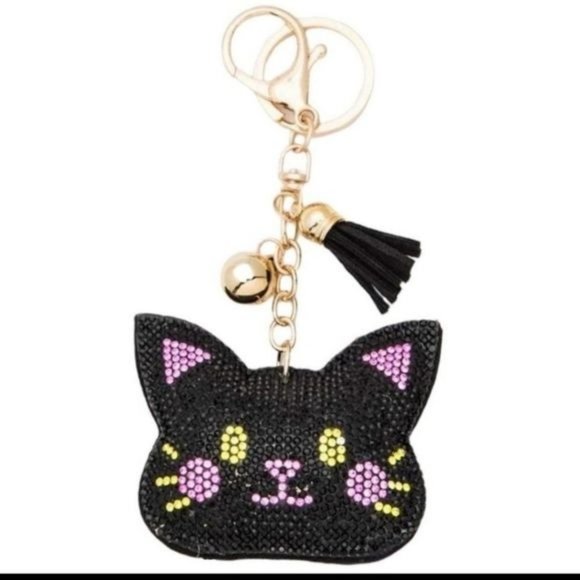 Accessories - 🧡6/$25🧡BLACK KITTEN - Rhinestone Puffy Purse Charm-NEW